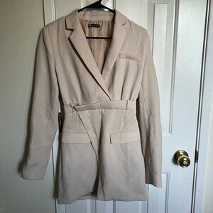 ZARA Mini Blazer Dress 2381/302, Cream, Size XS
